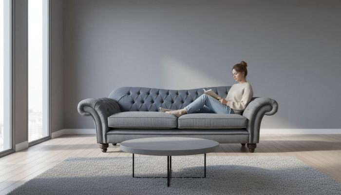 Modern sofa 3-seater luxury textile couch gray sofas upholstery fabric new