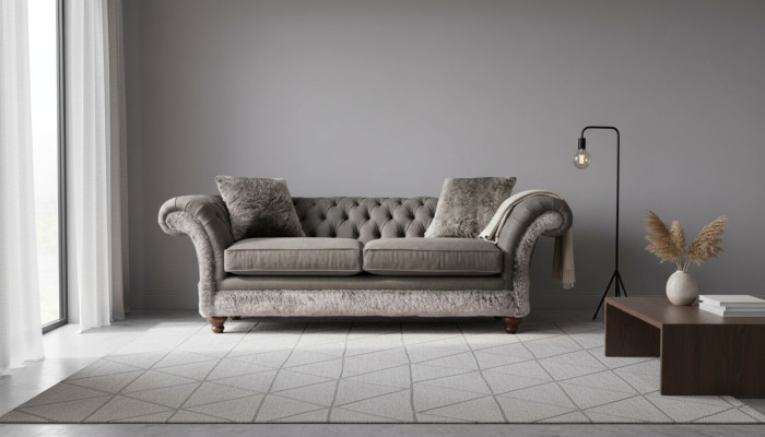 Chesterfield Sofa 3 Seater Upholstered Couch Classic Fabric Sofas Textile