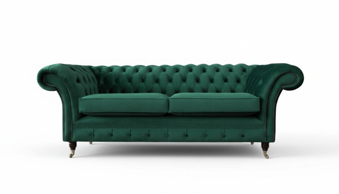 Chesterfield 3-seater upholstered couch sofa textile modern style fabric new