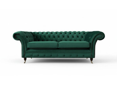 Chesterfield 3-seater upholstered couch sofa textile modern style fabric new
