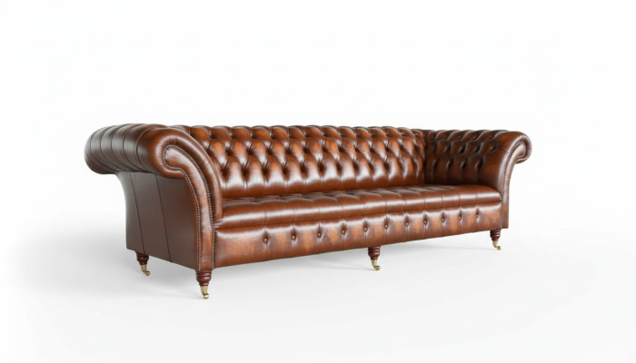 Sofa 4-seater Chesterfield design luxury sofa upholstered couch new brown