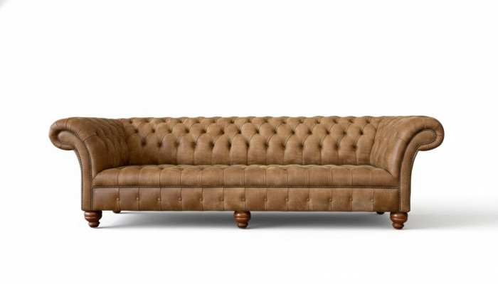 Sofa 4 Seater Chesterfield Upholstery Living Room Design Luxury Wood New