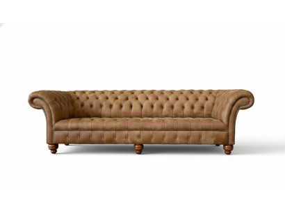 Sofa 4 Seater Chesterfield Upholstery Living Room Design Luxury Wood New
