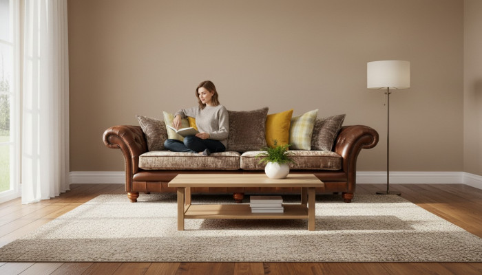 Sofa Couch 3-Seater Design Couch Upholstery Fabric Classic Three-Seater New
