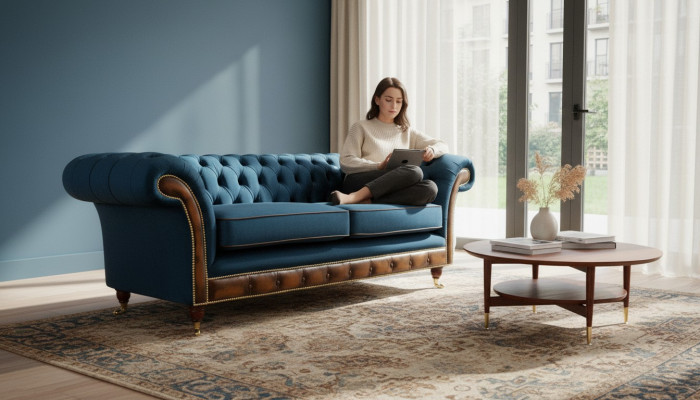 Design three-seater couch upholstered sofa Chesterfield room furniture seat