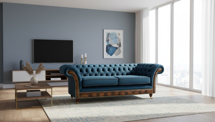 Design three-seater couch upholstered sofa Chesterfield room furniture seat