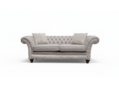 Modern three-seater design upholstered fabric sofa 3-seater living room sofa Chesterfield beige