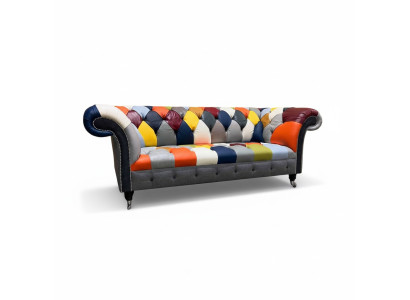 Chesterfield 3-seater Fabric Design Couch Upholstery Textile Modern Sofa New