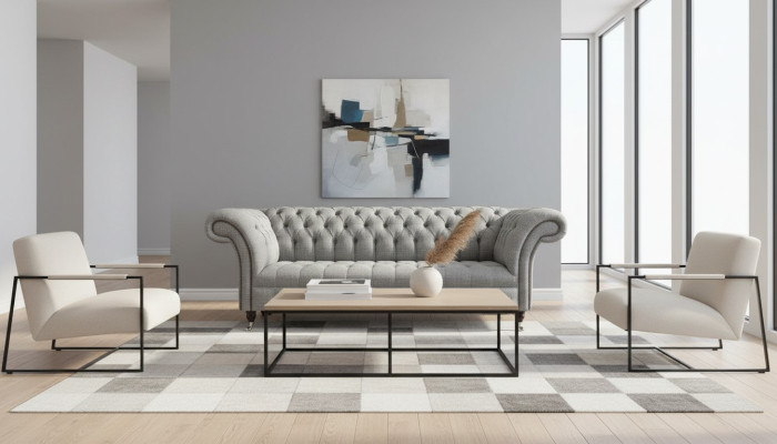Chesterfield 3-seater sofa grey design couches upholstery sofas couches