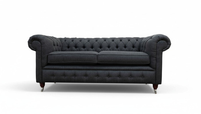 Chesterfield couch upholstery furniture two-seater couches sofas fabric gray