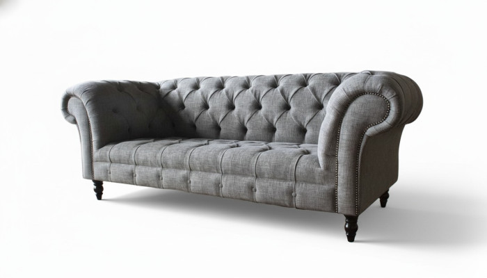 Chesterfield couch sofa upholstery 3-seater couches seat sofas gray new