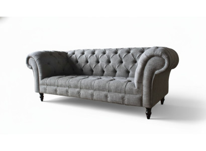 Chesterfield couch sofa upholstery 3-seater couches seat sofas gray new