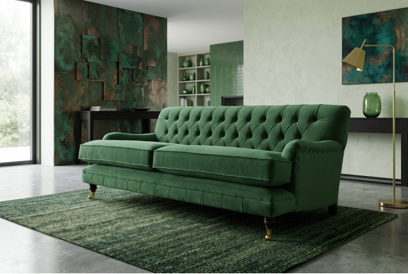 Chesterfield Sofa 3-Seater Fabric Couch Upholstered Sofas Textile Three-Seater