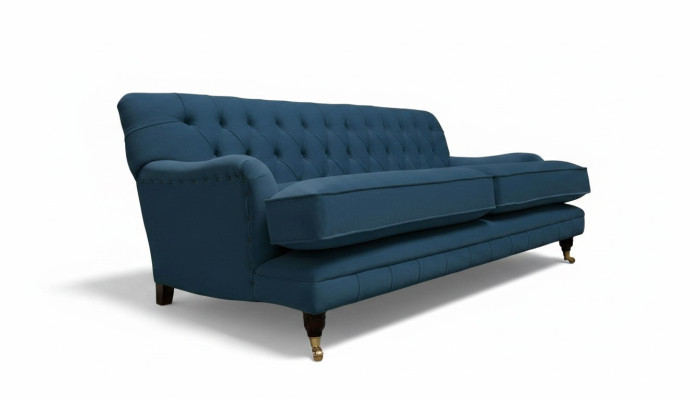 Three-seater couch upholstery design sofa blue seat sofas furniture Chesterfield