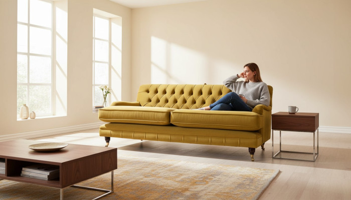 Chesterfield Sofa 3-seater Upholstered Fabric Couches Elegant Sofas