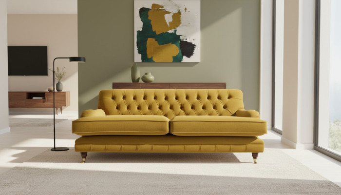 Chesterfield Sofa 3-seater Upholstered Fabric Couches Elegant Sofas
