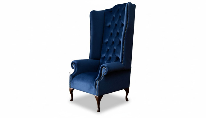 Chesterfield armchair couch textile lounge upholstery blue luxury wingback chair