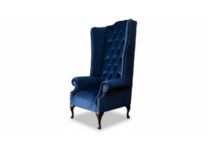 Chesterfield armchair couch textile lounge upholstery blue luxury wingback chair