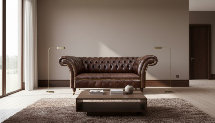 New upholstered Chesterfield 2-seater sofa