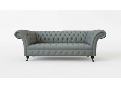 Sofa 3-Seater Couch Fabric Modern Luxury Gray Chesterfield Three-Seater New