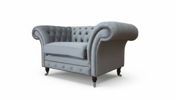 Chesterfield armchair textile sofa fabric couch sofas couches lounge gray