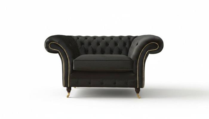 Chesterfield Armchair Lounge Black Sofa Couch Upholstery Modern Textile New