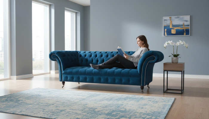 Three-seater couch upholstered Chesterfield sofa design sofas couches textile
