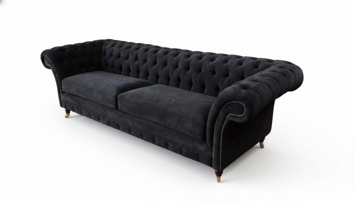 Three-seater couch, black upholstery sofa, 3-seat sofas, room furniture design