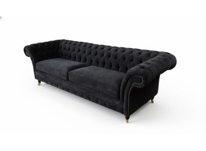 Three-seater couch, black upholstery sofa, 3-seat sofas, room furniture design