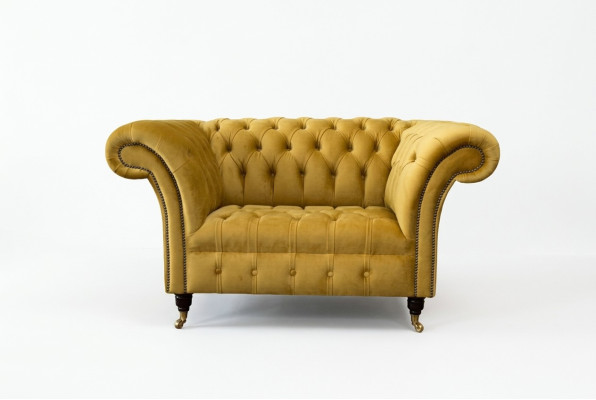 Chesterfield Yellow Armchair Sofa Upholstery Luxury Textile Design Sofas New