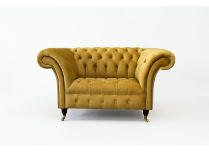 Chesterfield Yellow Armchair Sofa Upholstery Luxury Textile Design Sofas New