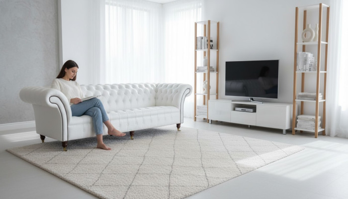 Chesterfield sofas design luxury white textile sofa 4-seater fabric four-seater