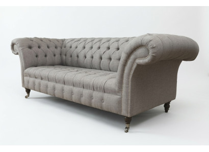 Chesterfield 3-seater upholstered couch sofa couches textile modern style gray