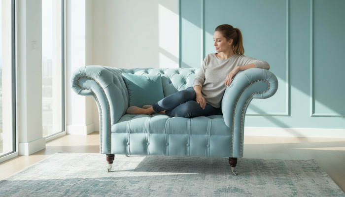 Chesterfield armchair turquoise upholstery sofa 1-seater design upholstery new