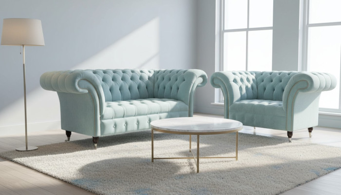 Chesterfield armchair turquoise upholstery sofa 1-seater design upholstery new