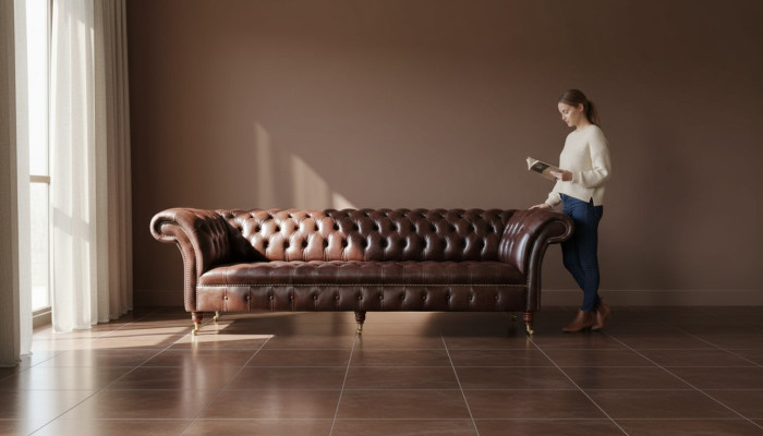 Sofa Chesterfield Couch Upholstery Seat Leather Couches Brown Designer