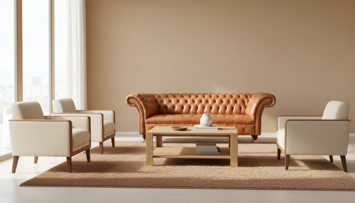 Sofa 3 seater seat modern Chesterfield sofas couches upholstery brown new