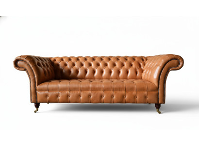 Sofa 3 seater seat modern Chesterfield sofas couches upholstery brown new
