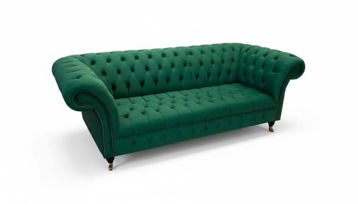 Three-seater sofa 3-seater luxury seat modern sofas green fabric Chesterfield