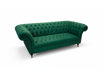 Three-seater sofa 3-seater luxury seat modern sofas green fabric Chesterfield