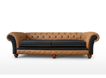 Stylish 4-seater living room sofa upholstered couch big couches Chesterfield leather textile new