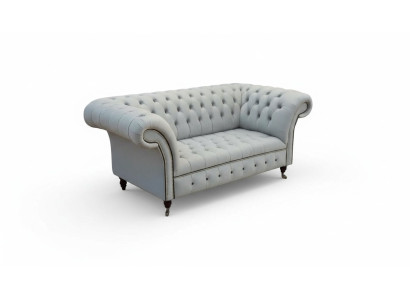 Chesterfield Couch Upholstered Furniture Two-seater Gray Couches Sofas Leather