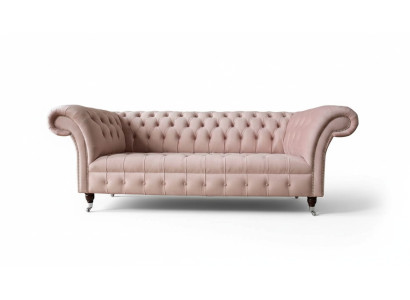 Chesterfield 3-seater pink design couches upholstery sofas fabric textile