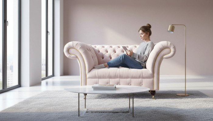 Armchair Upholstery Sofa Fabric Chesterfield Couches 1-Seater Single-Seater Pink