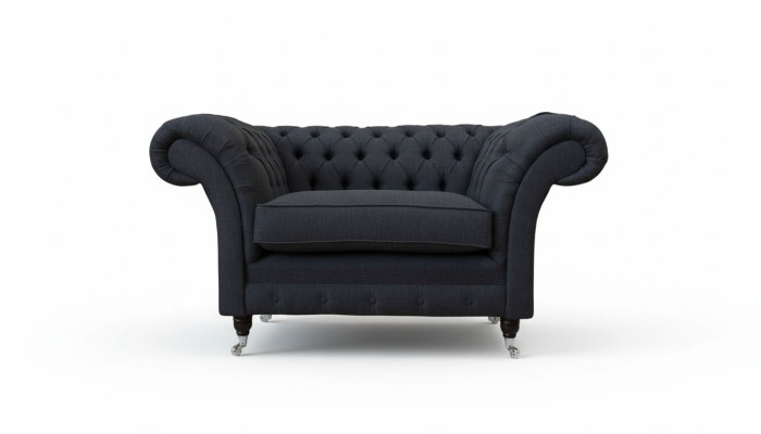 Gray Chesterfield Armchair 1.5-Seater Sofa Couch Upholstery Textile Gray Armchair