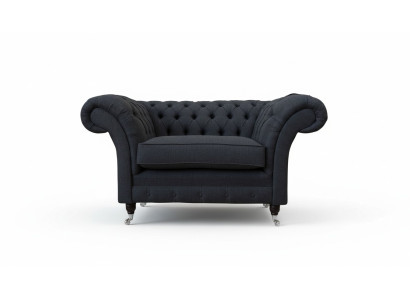 Gray Chesterfield Armchair 1.5-Seater Sofa Couch Upholstery Textile Gray Armchair