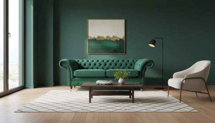 Sofa 3-seater Green Sofas Style Luxury Living Room Design Chesterfield New