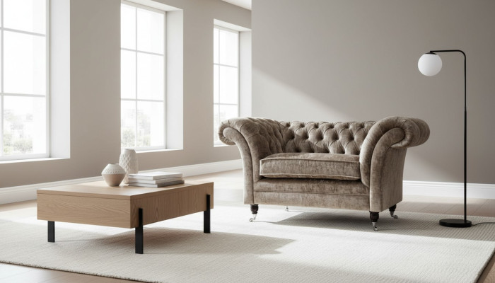 Design Chesterfield Armchair 1-Seater Couch Upholstery Luxury Textile Sofas