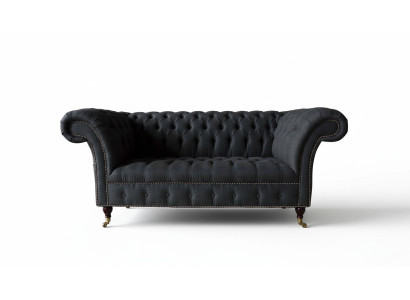 Design Chesterfield fabric couch sofa 2-seater upholstery textile fabric new