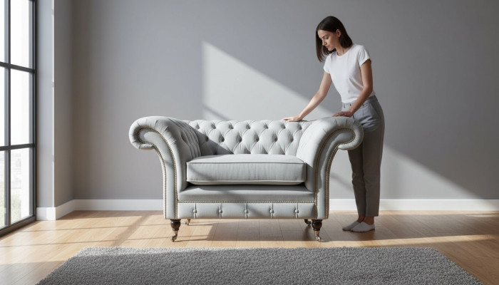 Armchair Upholstered Sofa Textile Chesterfield Couch 1-Seater Gray
